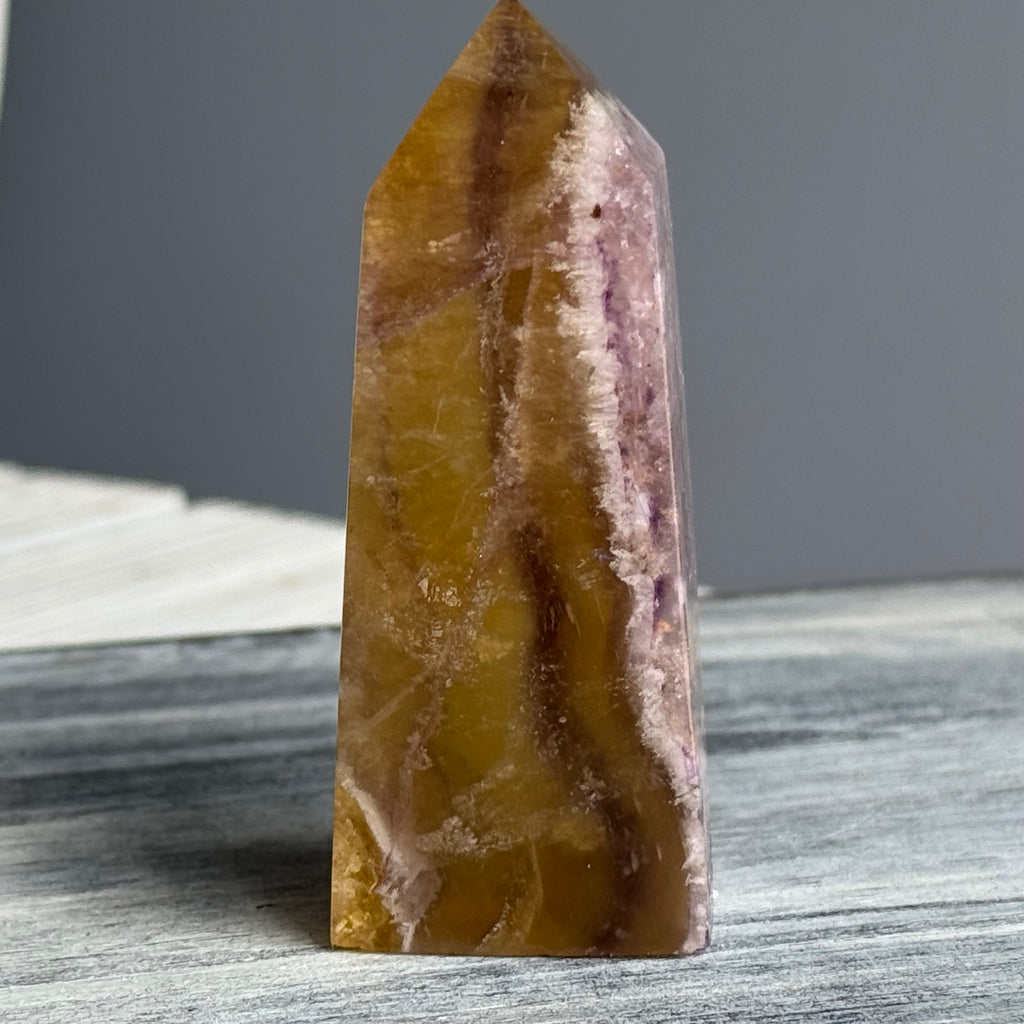 Yellow Purple Fluorite Tower Crystal Specimen – Wholehearted Crystal Creations