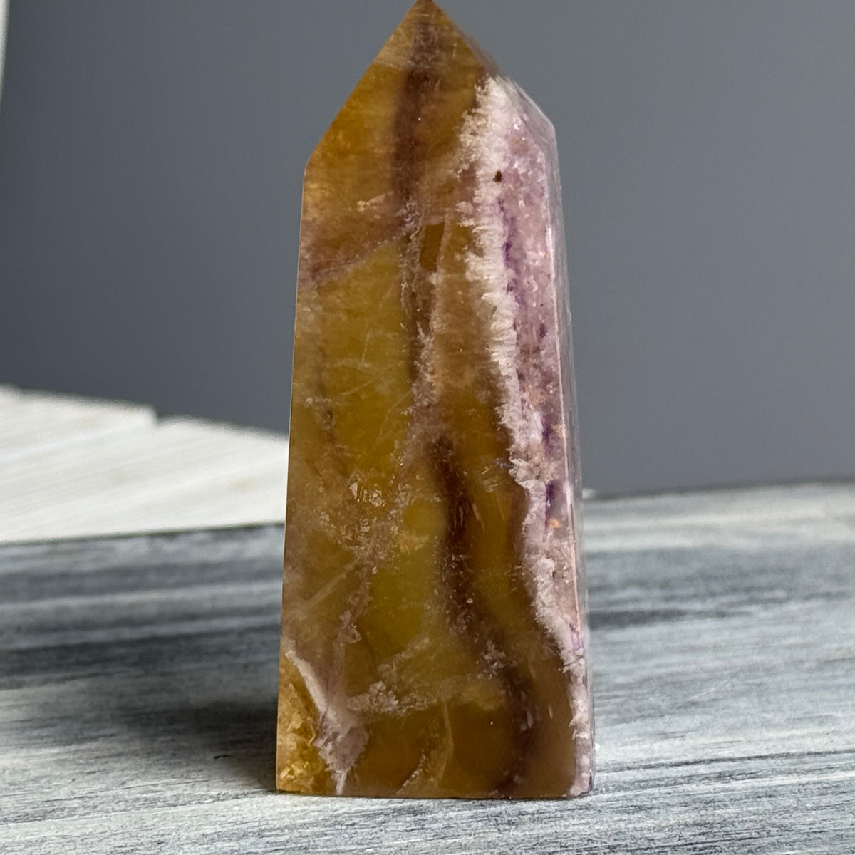 Yellow Purple Fluorite Tower Crystal Specimen – Wholehearted Crystal Creations