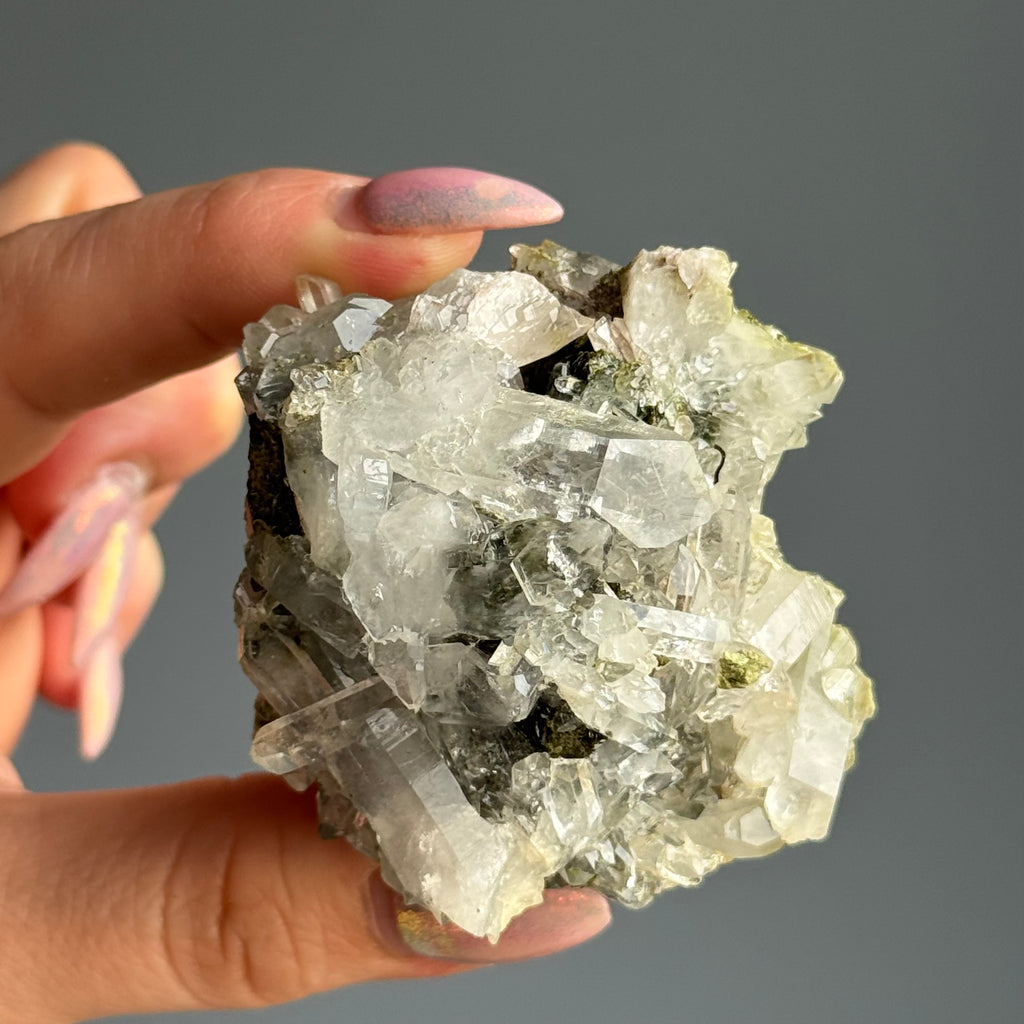Epidote + Chlorite in Quartz Specimen #8 – Wholehearted Crystal Creations