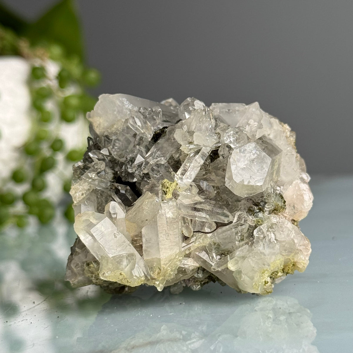 Epidote Chlorite in Quartz Crystal Specimen – Wholehearted Crystal Creations