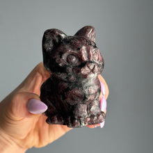 Garnet in Arfvedsonite Cat Carving Specimen