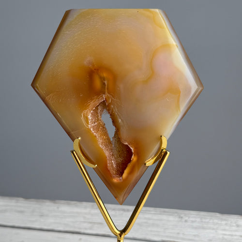 Agate Druzy Diamond Specimen on Stand – Wholehearted Crystal Creations
