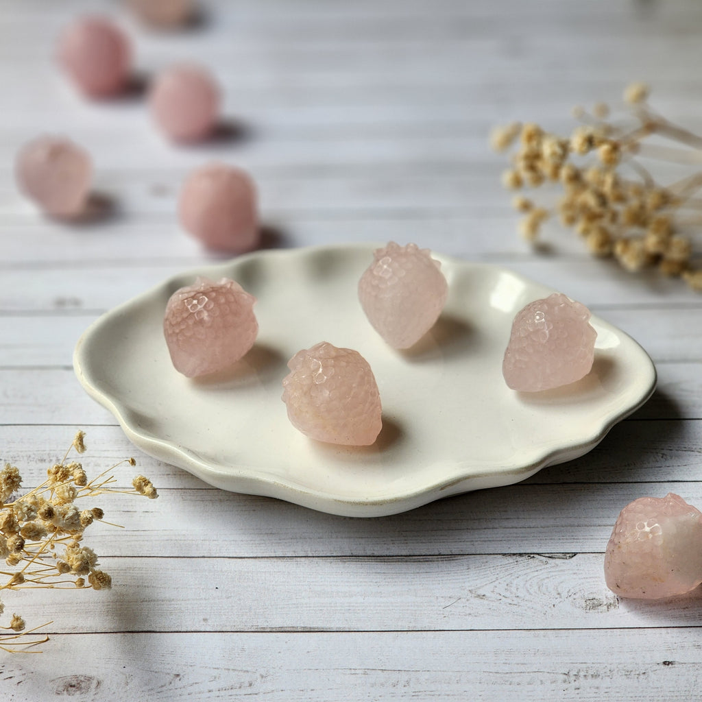 Mini Rose Quartz Strawberry Carving – Wholehearted Crystal Creations