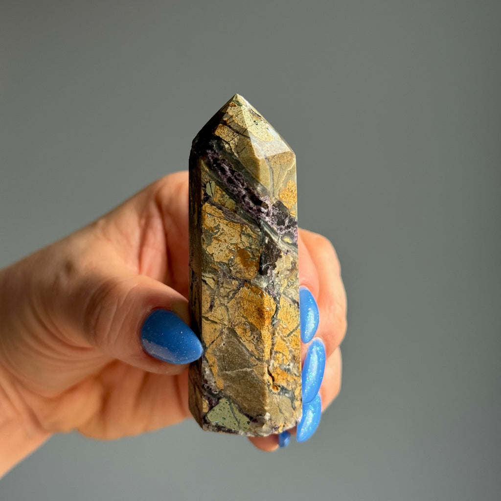 Purple Brecciated Maligano Jasper Tower Crystal Specimen – Wholehearted Crystal Creations