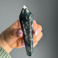 Moss Agate Crystal Wand Specimen – Wholehearted Crystal Creations