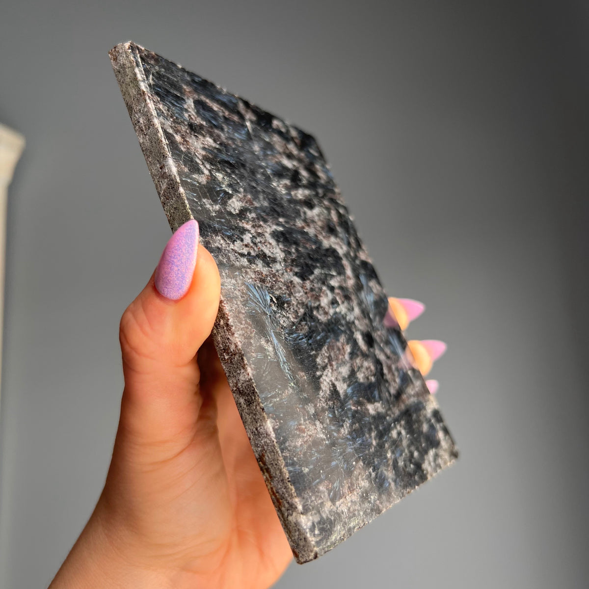 Polished Arfvedsonite Slab Crystal Specimen – Wholehearted Crystal Creations