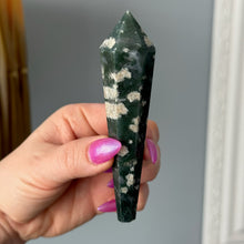 Moss Agate Scepter Point Specimen