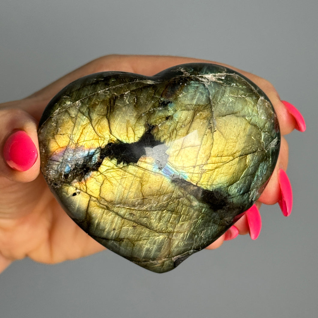 Labradorite Heart Carving Crystal Specimen