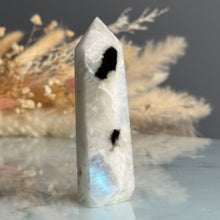 Rainbow Moonstone + Aquamarine Tower Crystal Specimen