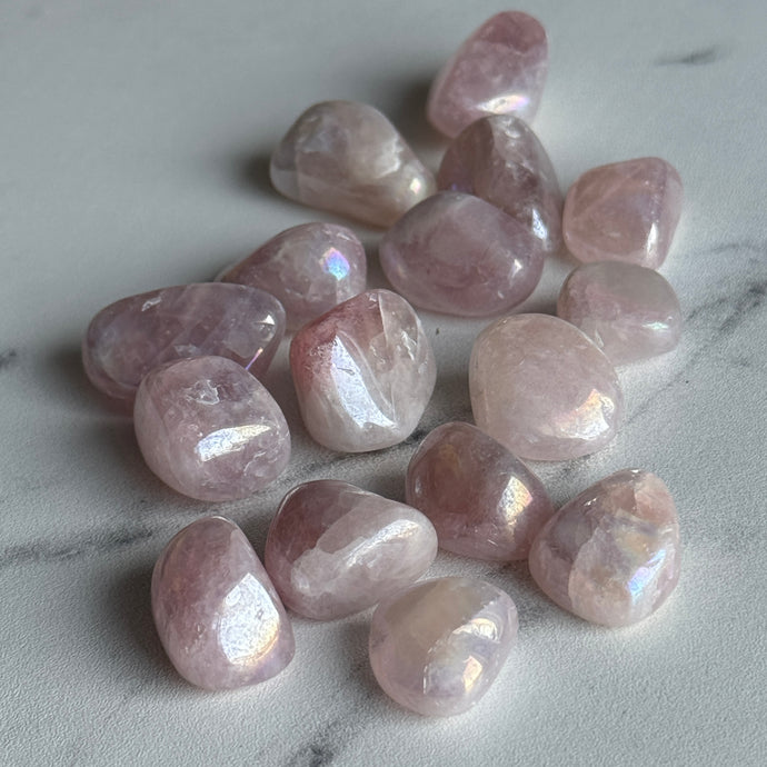 Angel Aura Rose Quartz tumble pocket stone specimen