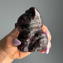 Garnet in Arfvedsonite Cat Carving Specimen