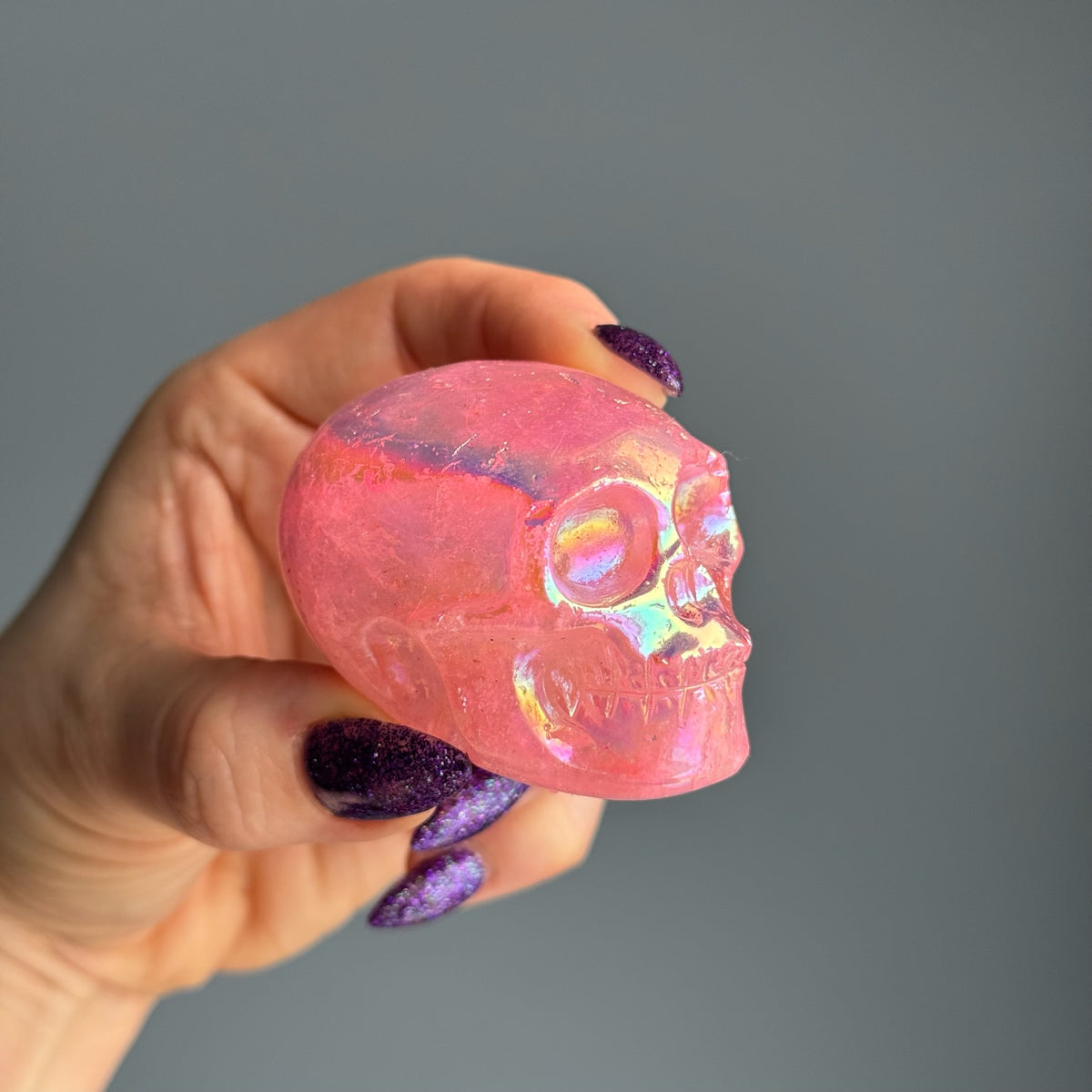 Titanium Aura Quartz Skull Carving Crystal Specimen – Wholehearted Crystal Creations