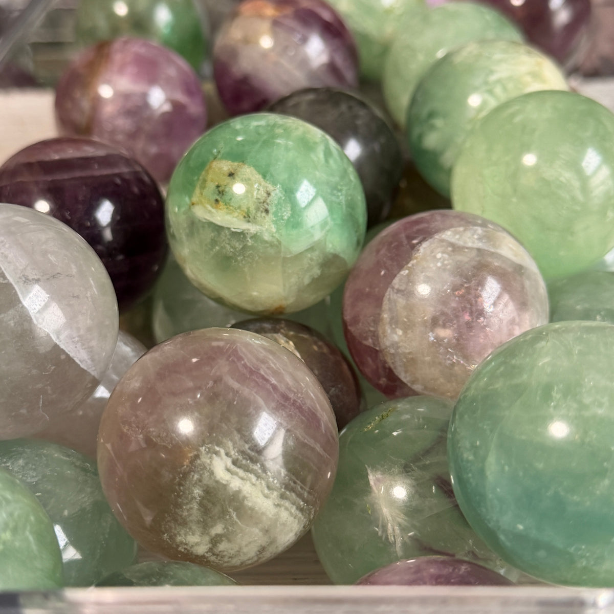 Rainbow Fluorite Palm Stone Specimen – Wholehearted Crystal Creations