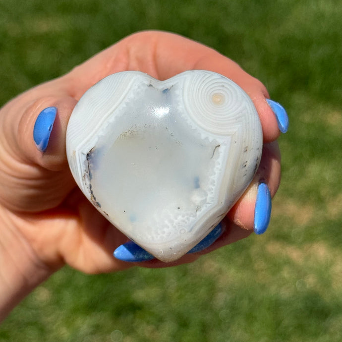 Dendritic Opal Agate Crystal Heart Carving