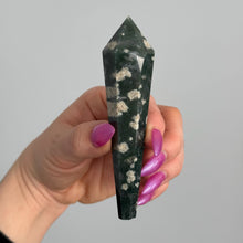 Moss Agate Scepter Point Specimen