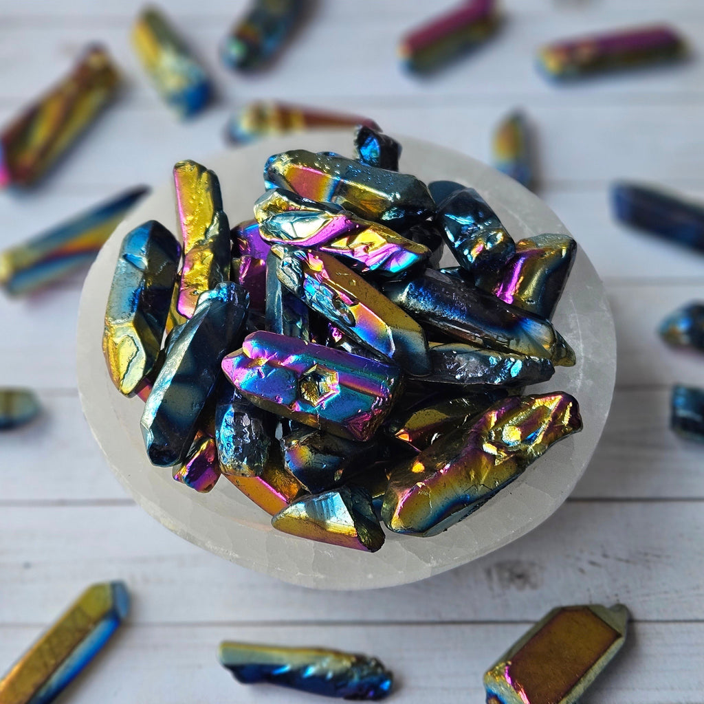 Titanium Aura Quartz Point Pocket Stone Specimen – Wholehearted Crystal Creations