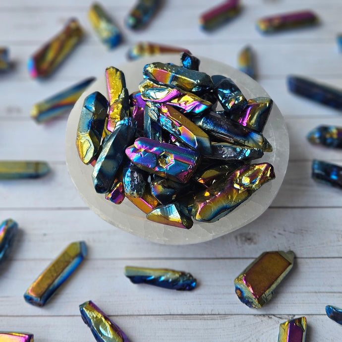 Titanium Aura Quartz Point Pocket Stone Specimen