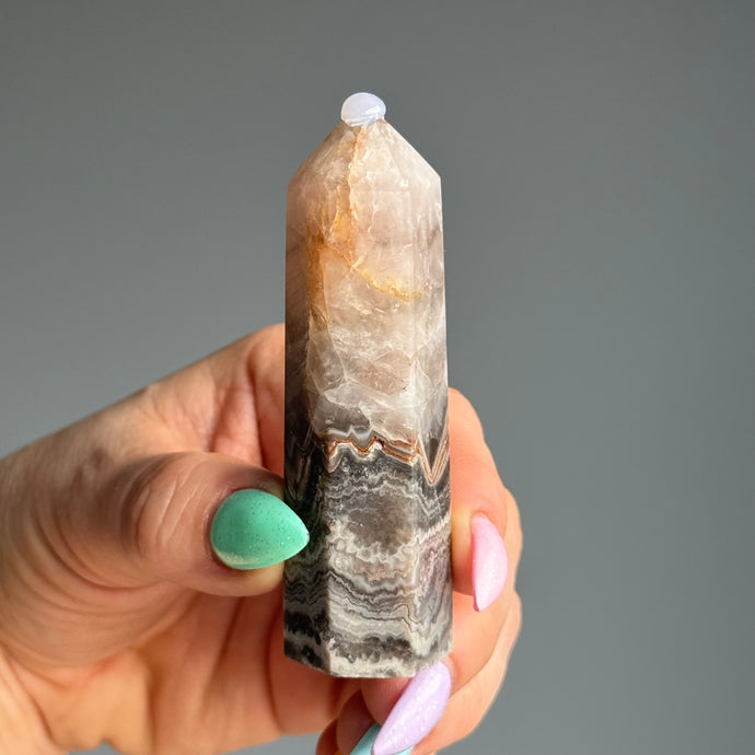 Amethyst + Mexican Lace Agate Tower Specimen (A03)