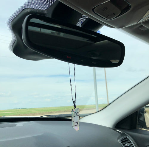 Angel Aura Quartz Wire Wrapped Crystal Car Mirror Hanger – Wholehearted Crystal Creations