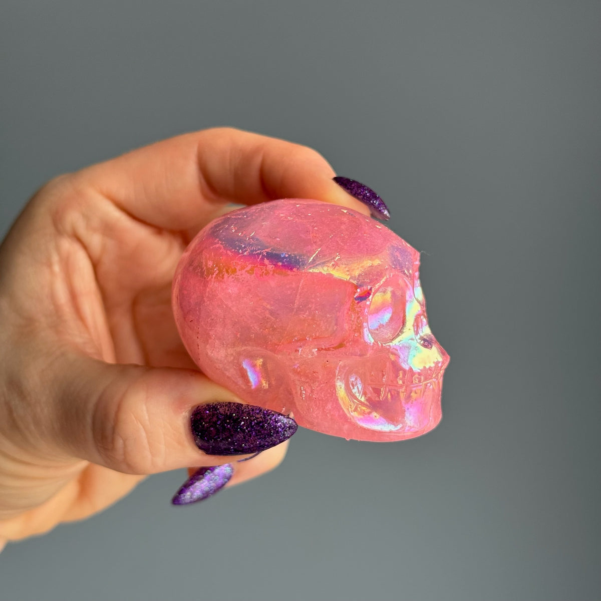 Titanium Aura Quartz Skull Carving Crystal Specimen – Wholehearted Crystal Creations