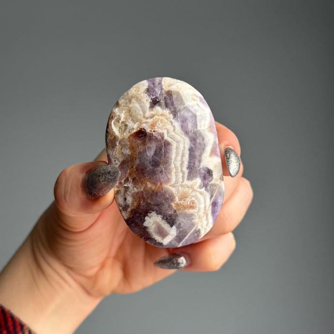 Chevron Amethyst Palm Stone Specimen (UP01)