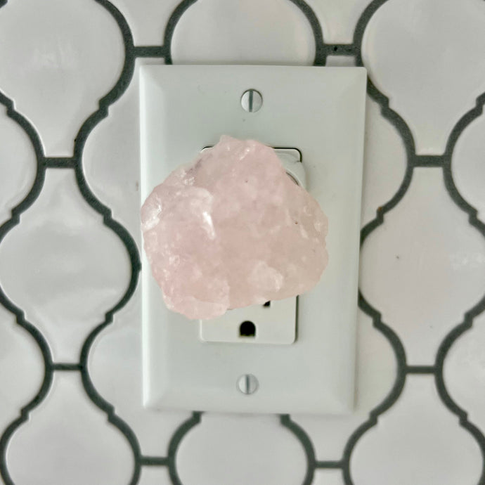 Rose Quartz crystal specimen USB nightlight (cool)