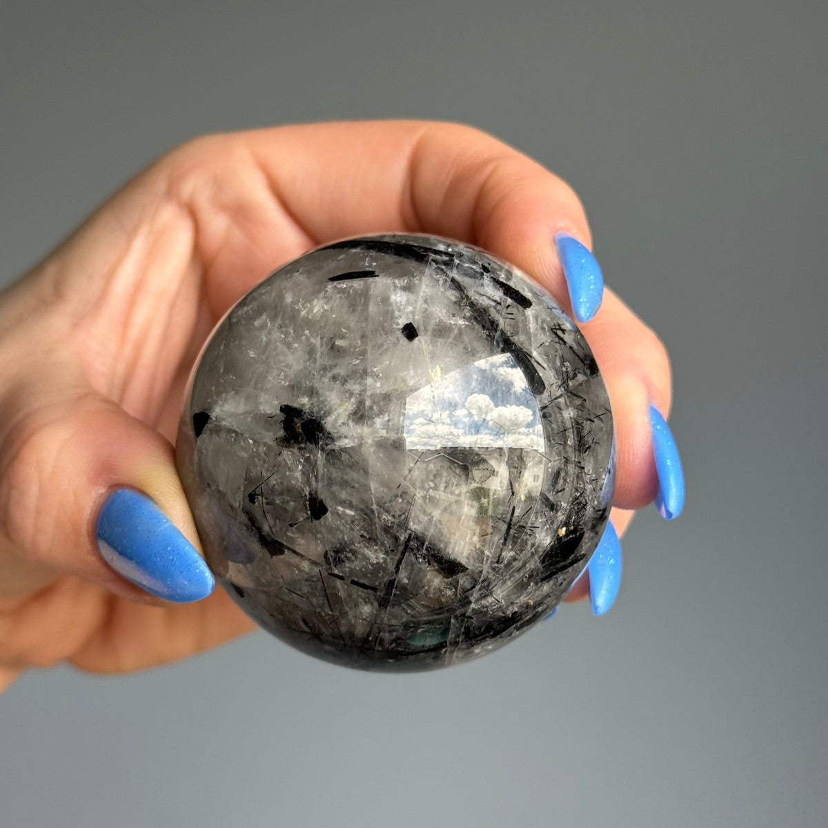 Tourmalated Quartz Sphere Crystal Specimen – Wholehearted Crystal Creations