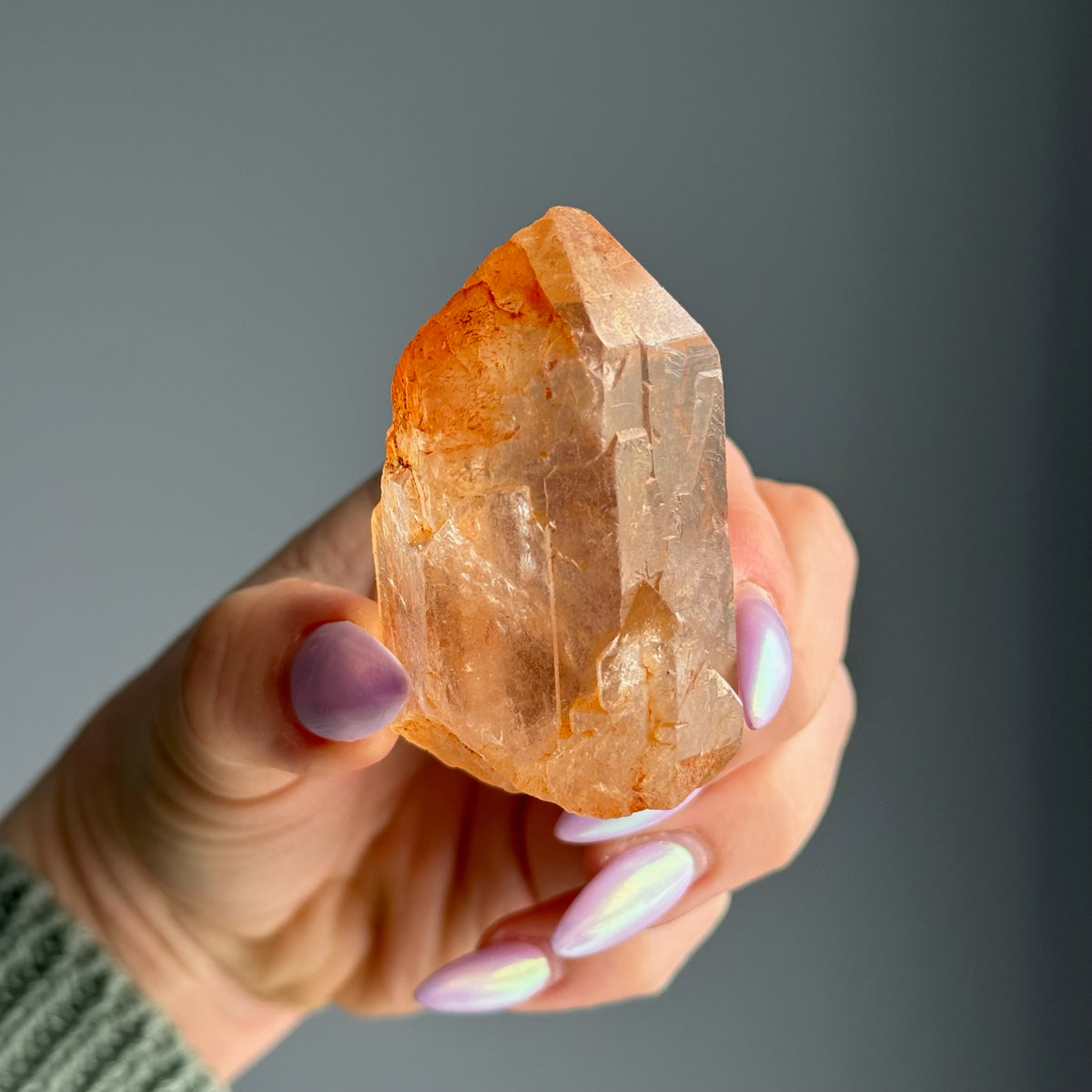 Tangerine Quartz Point Crystal Specimen – Wholehearted Crystal Creations