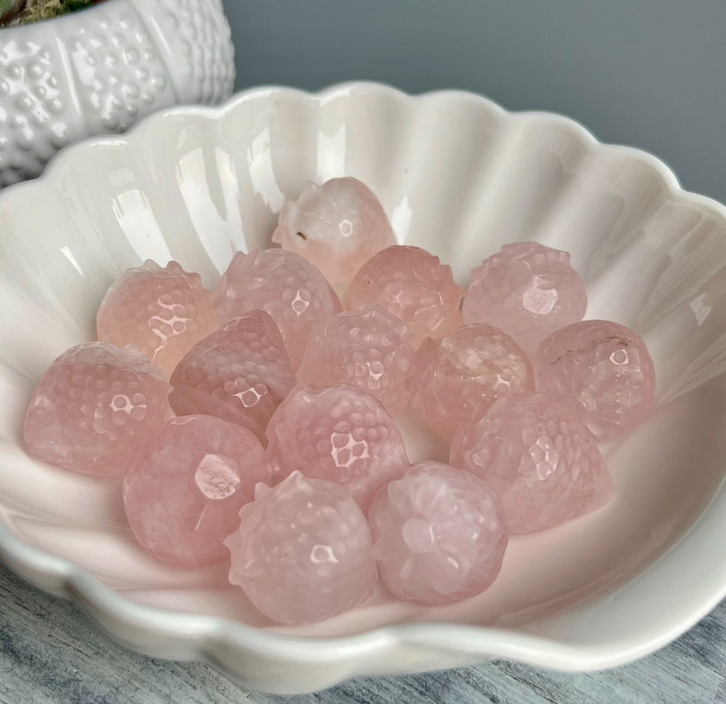 Mini Rose Quartz Strawberry Carving – Wholehearted Crystal Creations
