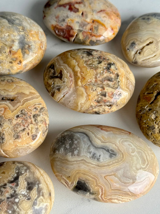 Crazy Lace Agate palm stone crystal specimen – Wholehearted Crystal Creations