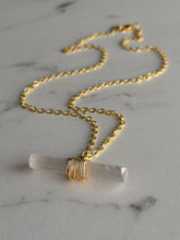 Selenite Bar Horizontal Wire Wrapped Necklace