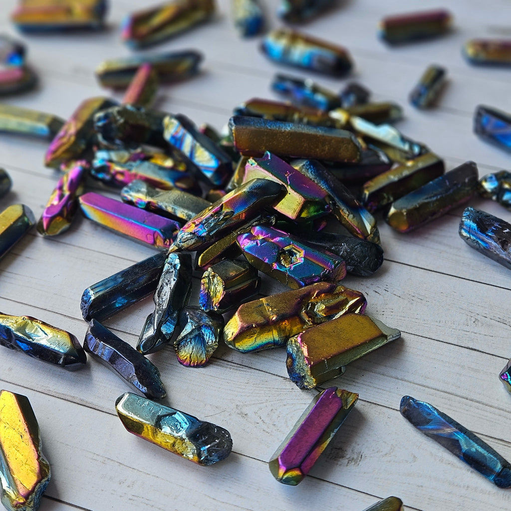 Titanium Aura Quartz Point Pocket Stone Specimen – Wholehearted Crystal Creations
