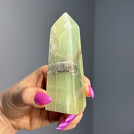 Green Fingerprint Calcite Crystal Tower Specimen – Wholehearted Crystal Creations