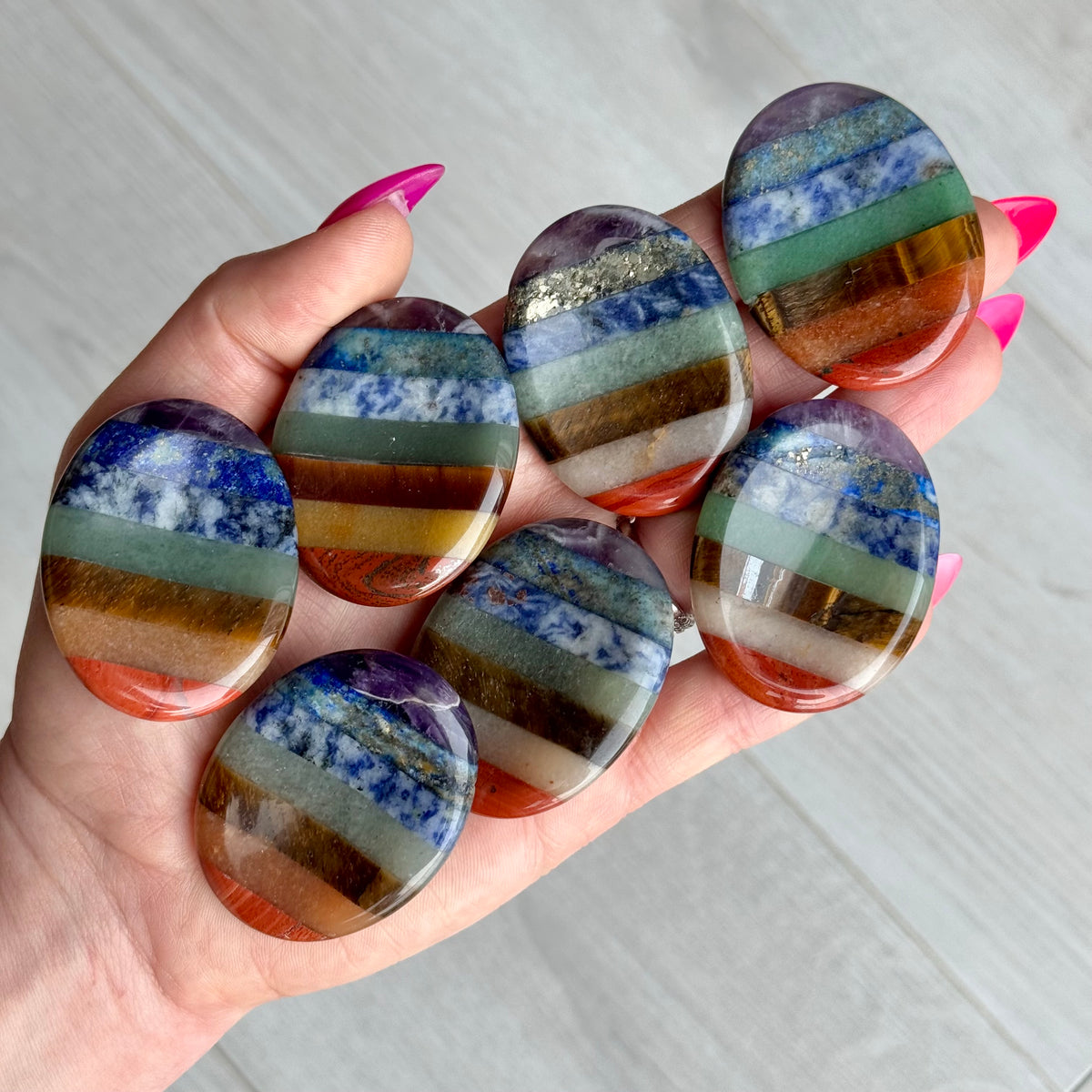 7 Chakra Meditation Worry Stone Specimen Set – Wholehearted Crystal Creations