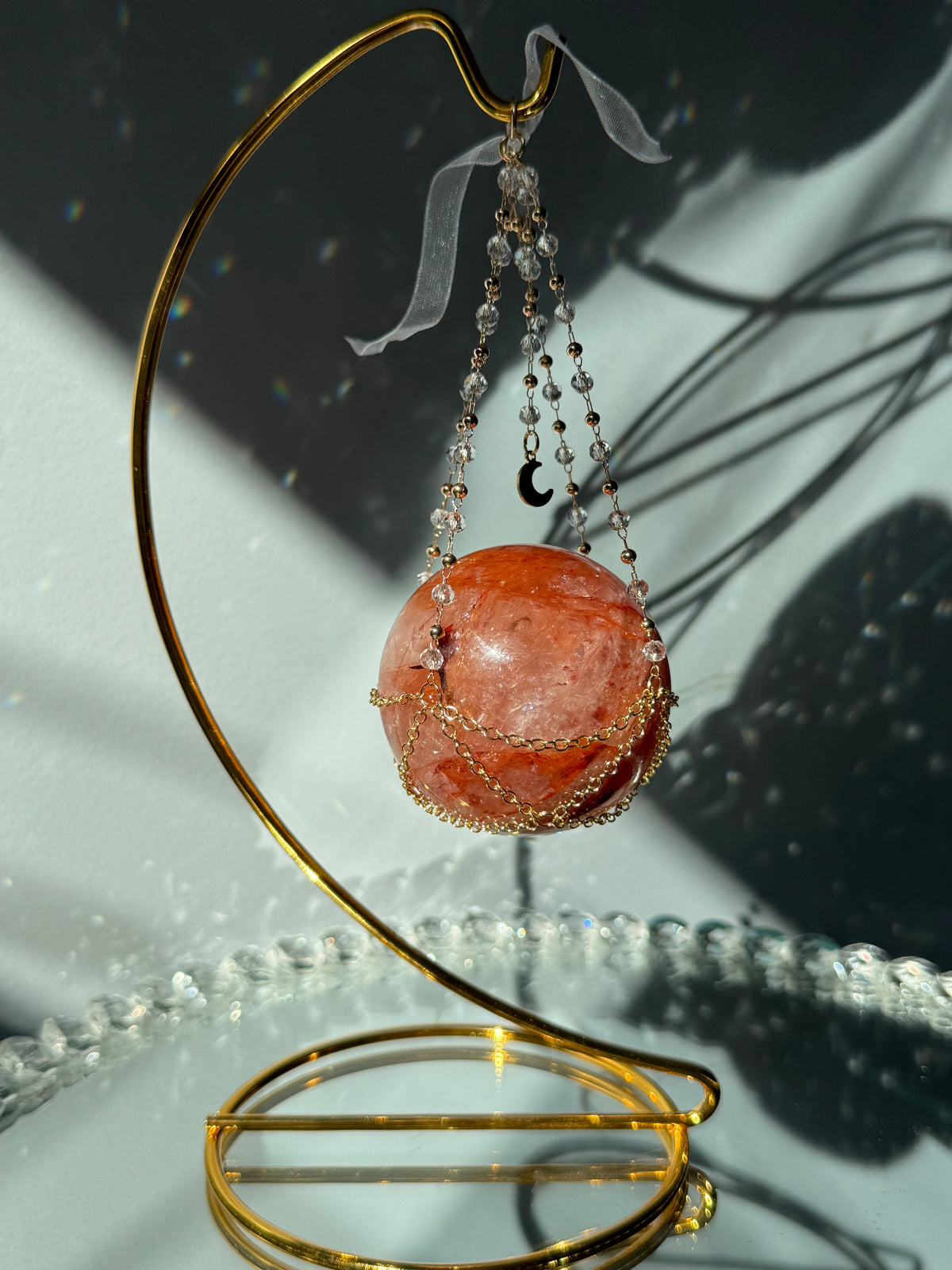Hematoid Fire Quartz Polished Sphere Crystal Specimen – Wholehearted Crystal Creations
