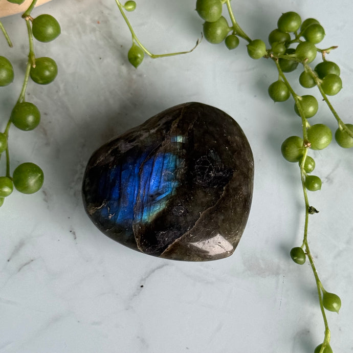 Labradorite Heart Palm Stone Specimen