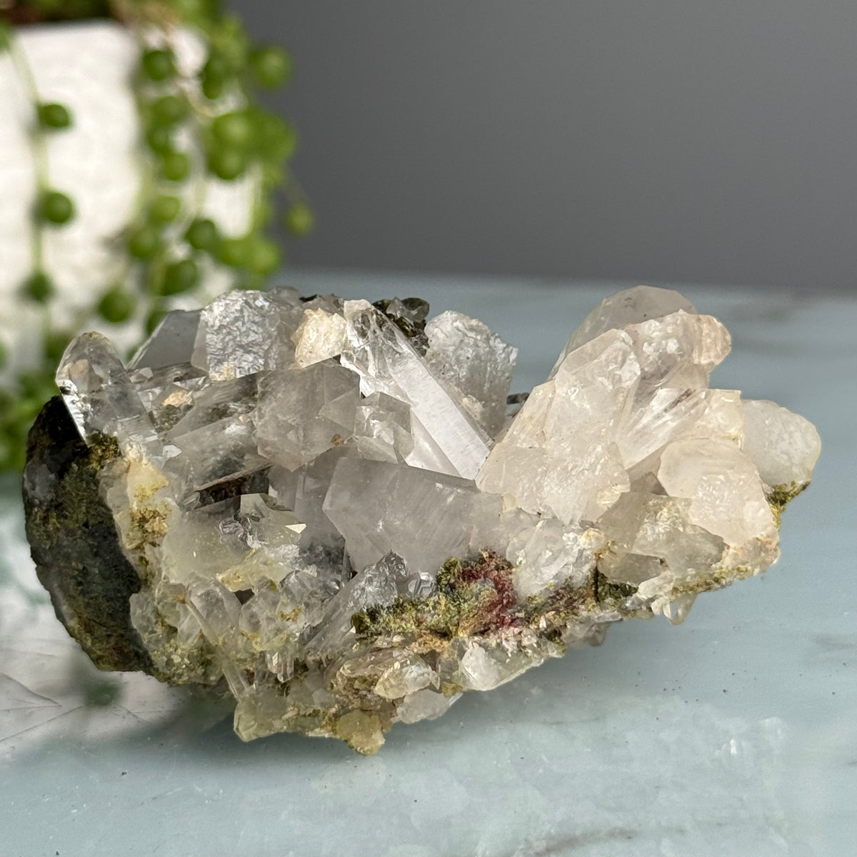 Epidote Chlorite in Quartz Crystal Specimen – Wholehearted Crystal Creations