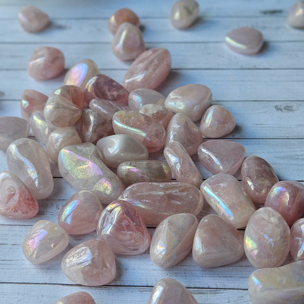 Aura Rose Quartz Small Tumbled Pocket Stone Specimen – Wholehearted Crystal Creations
