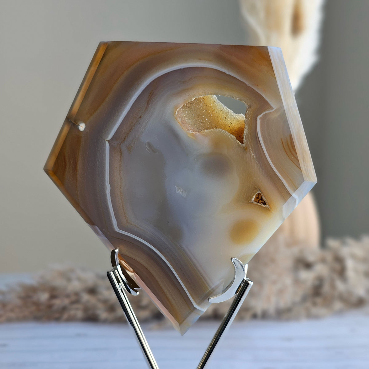 Agate Druzy Diamond Specimen on Stand – Wholehearted Crystal Creations