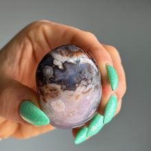 Blue Flower Agate Palm Stone Specimen