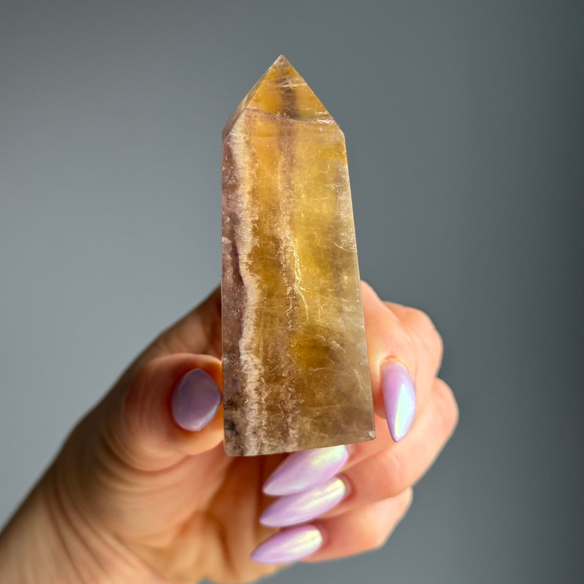 Yellow Purple Fluorite Tower Crystal Specimen – Wholehearted Crystal Creations