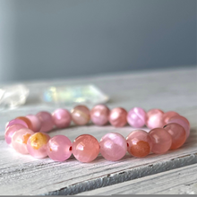 Pink Aragonite 10mm Beaded Stretch Stone Bracelet