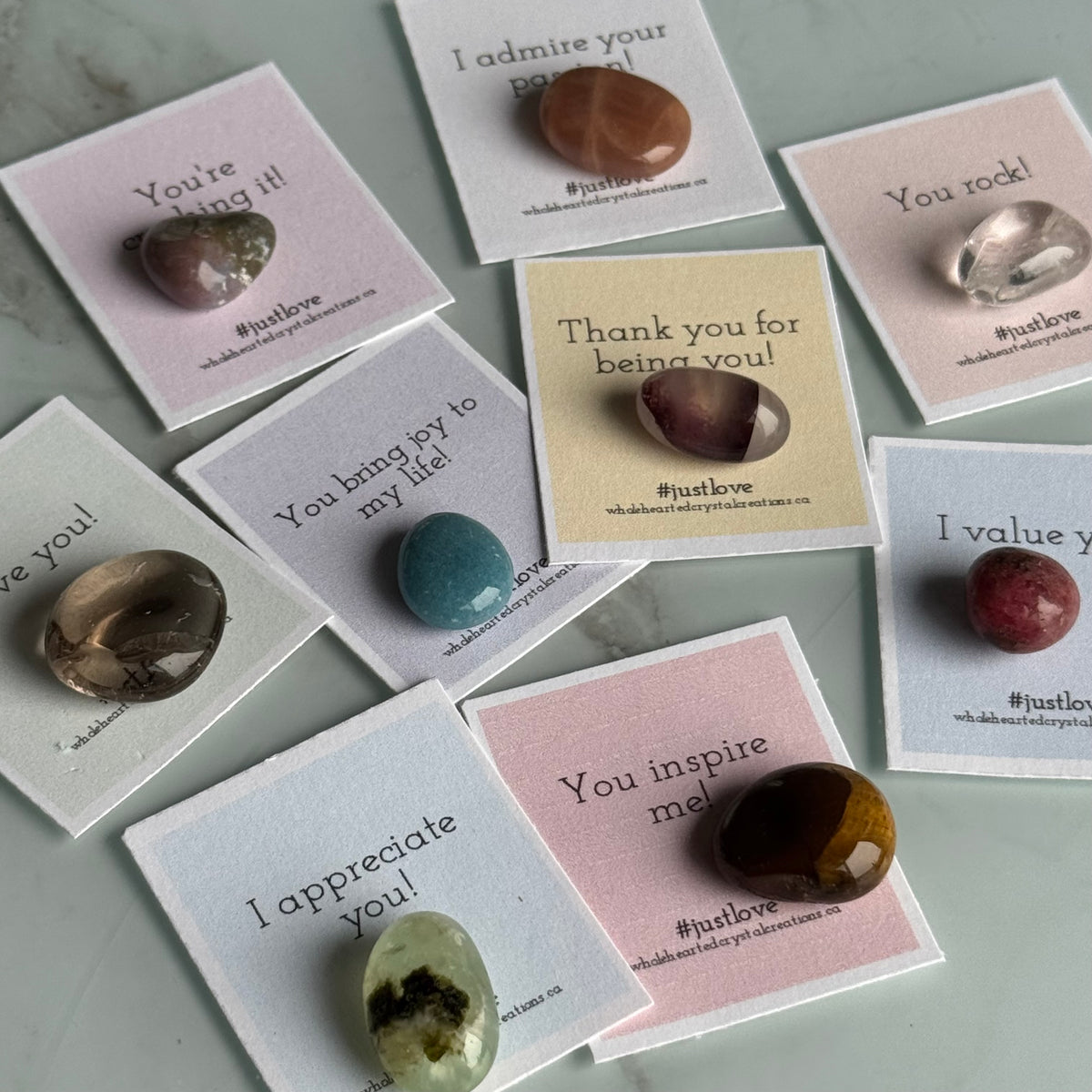 Mini Valentine's Day Affirmation Gratitude Stone Set – Wholehearted Crystal Creations