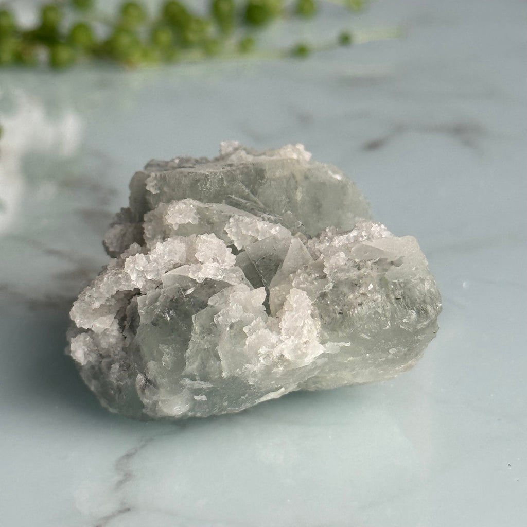 Etched QR Code Fluorite with Calcite Crystal Specimen – Wholehearted Crystal Creations