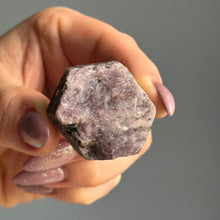 Ruby hexagon crystal specimen — side view