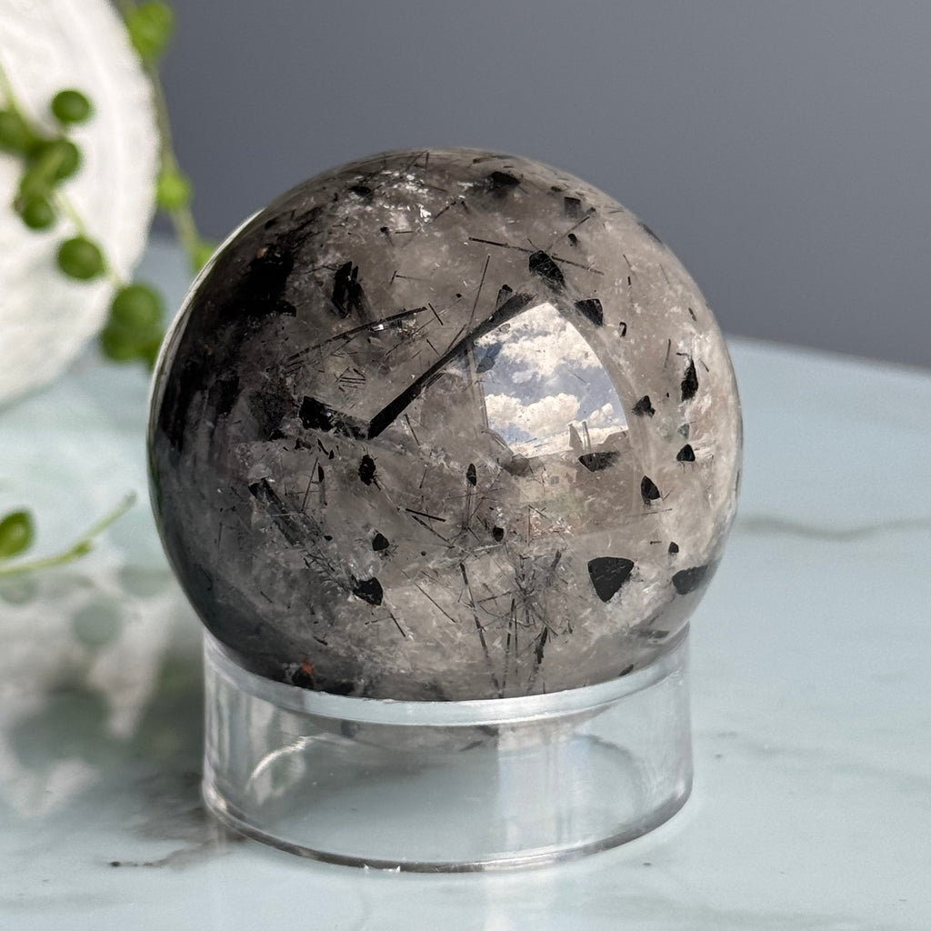 Tourmalated Quartz Sphere Crystal Specimen – Wholehearted Crystal Creations