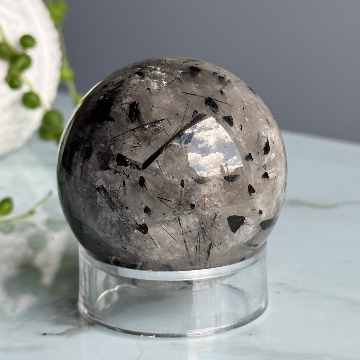 Tourmalated Quartz Sphere Crystal Specimen – Wholehearted Crystal Creations