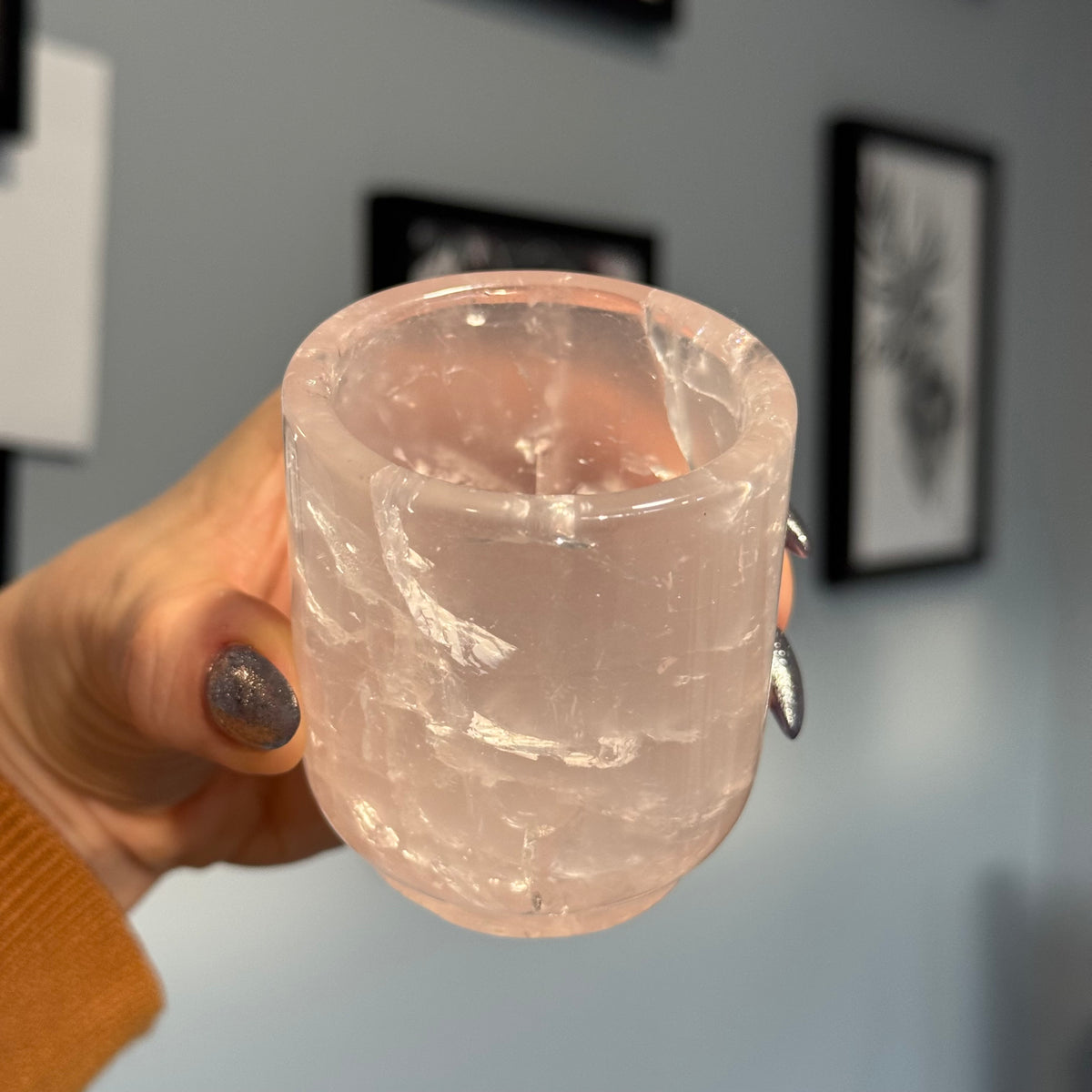 Rose Quartz Cup Carving Crystal Specimen – Wholehearted Crystal Creations
