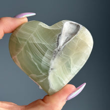 Green (Fingerprint) Calcite Heart Carving Specimen