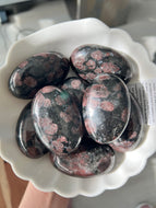 Arfvedsonite with Garnet Palm Stone Specimen (AGP35) – Wholehearted Crystal Creations